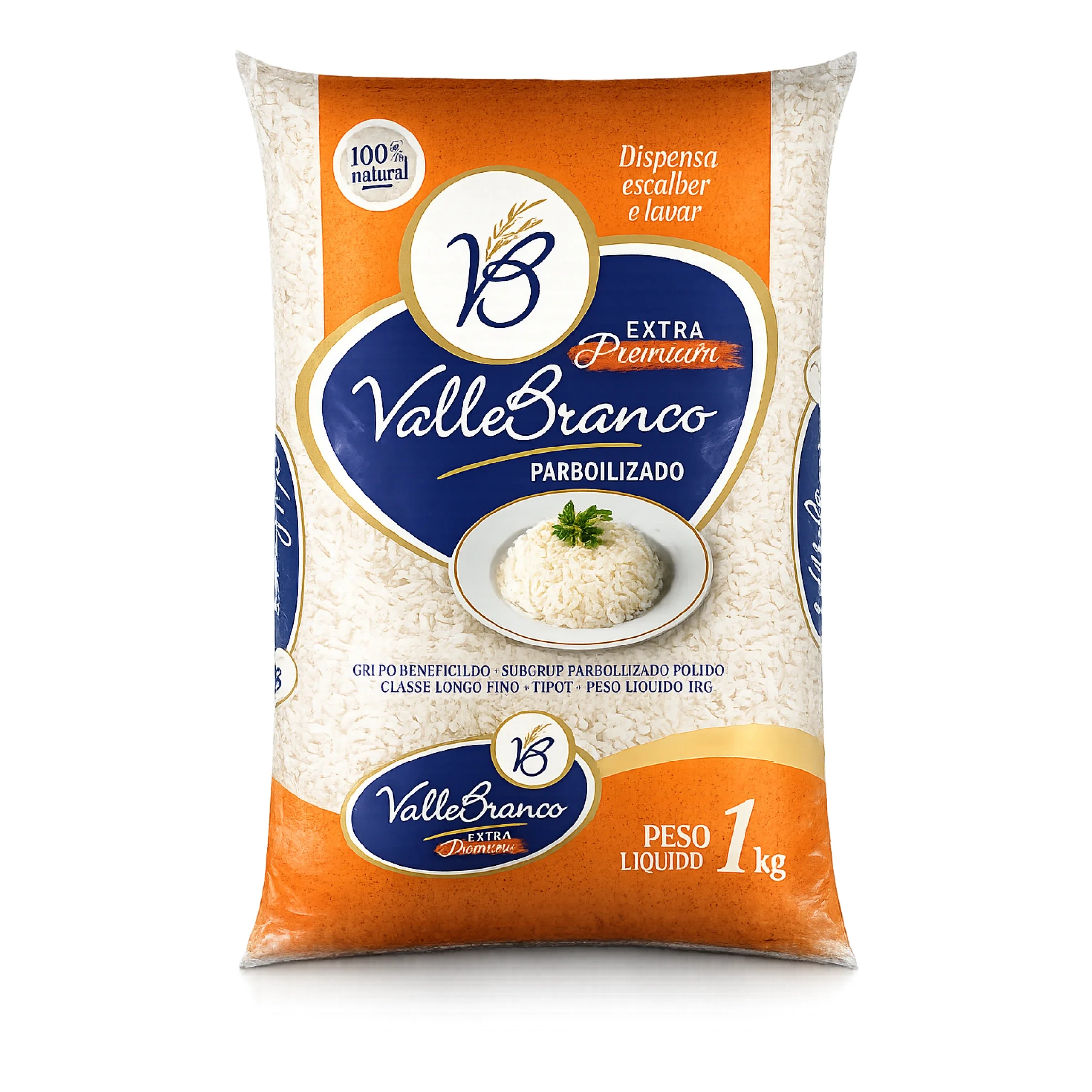 Arroz Parboilizado Valle Branco tipo 1 1kg